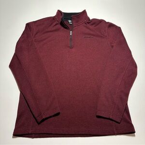 Eddie Bauer Quarter Zip Fleece Pullover Sweatshirt, Burgundy - Mens Large